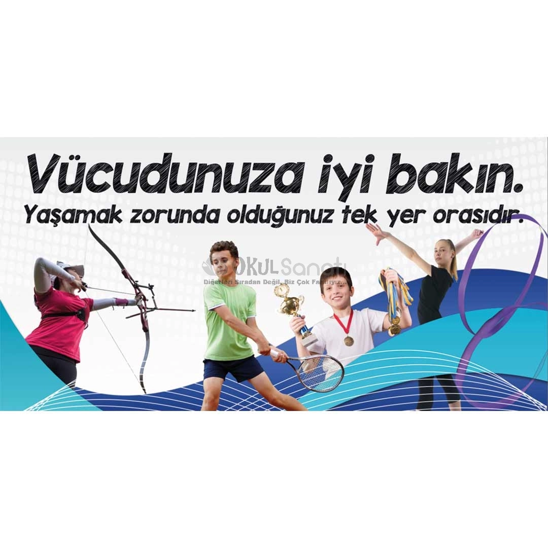 Sağlıklı Vücut Spor Salonu Okul Posteri